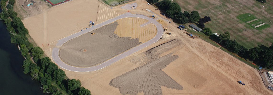 Extensive earthworks, laser levelling, drainage installation